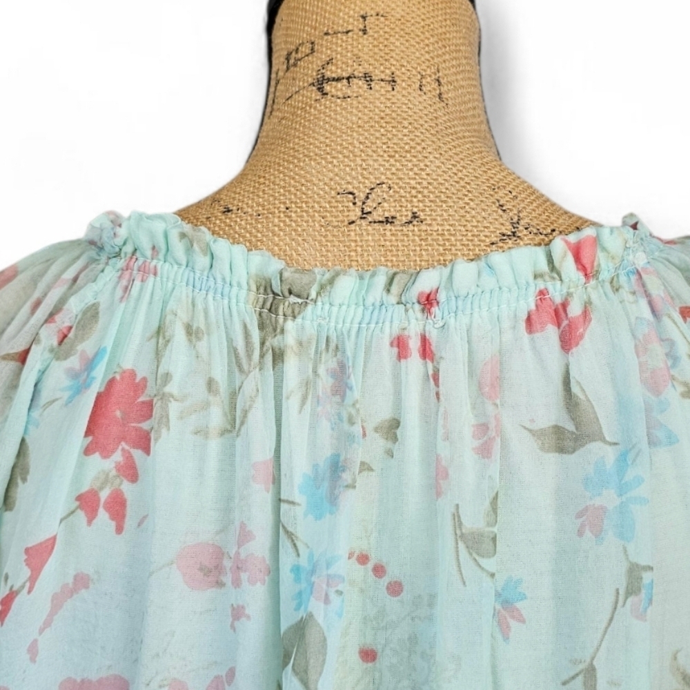 Lola Silk Floral Blouse Made In Italy Boho Peasant Style Top, Size L - Picture 6 of 7